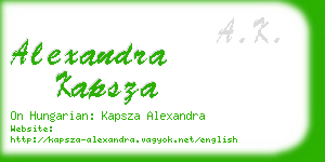 alexandra kapsza business card